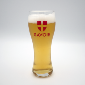 Verre à bière de Savoie. Imprimé en France.