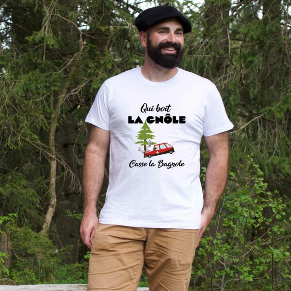 T-shirt Homme - Qui boit la gnôle casse la bagnole – Image 3