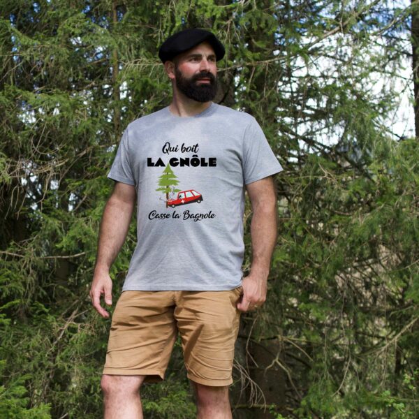 T-shirt Homme - Qui boit la gnôle casse la bagnole – Image 2