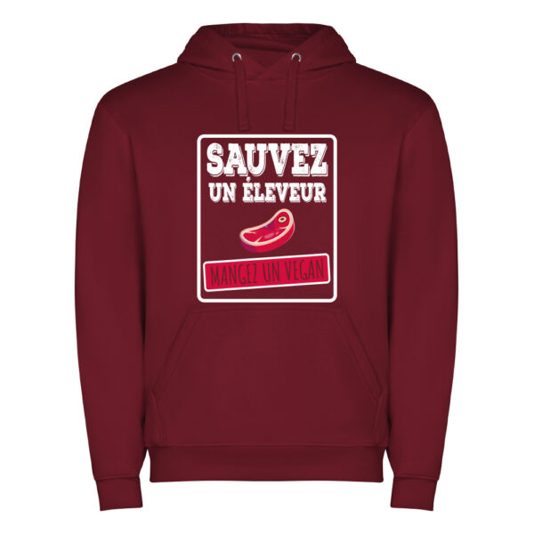 Sweat Homme - Sauvez un éleveur mangez un vegan – Image 3