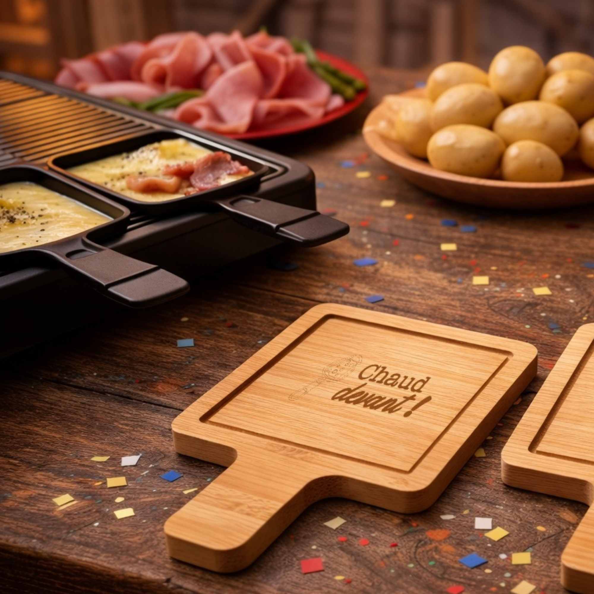 supports à poêlon en bambou "Chaud devant !"