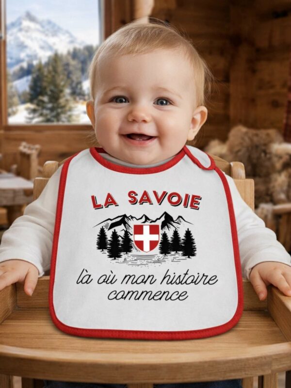 Bavoir bébé "La Savoie là où mon histoire commence"