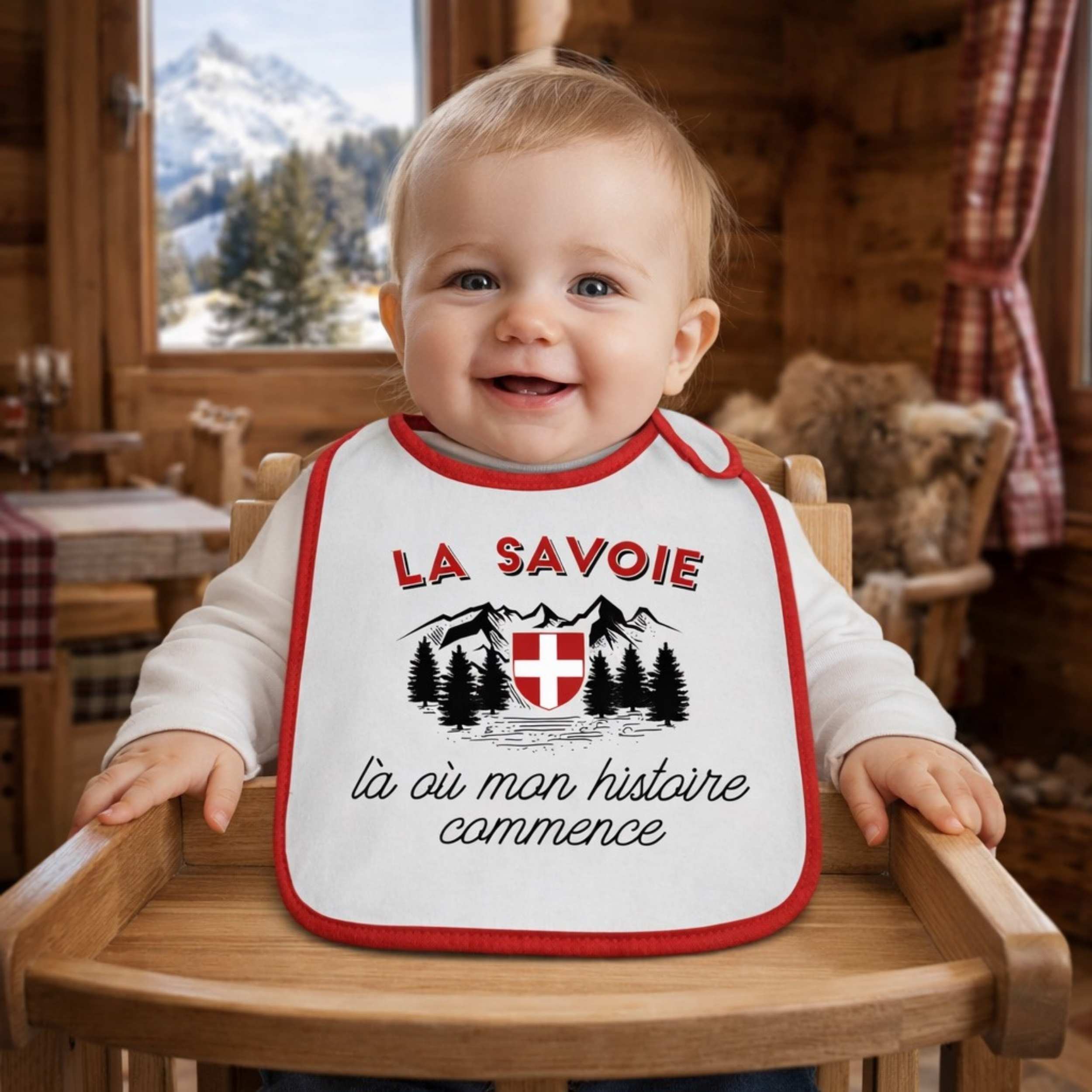 Bavoir bébé "La Savoie là où mon histoire commence"