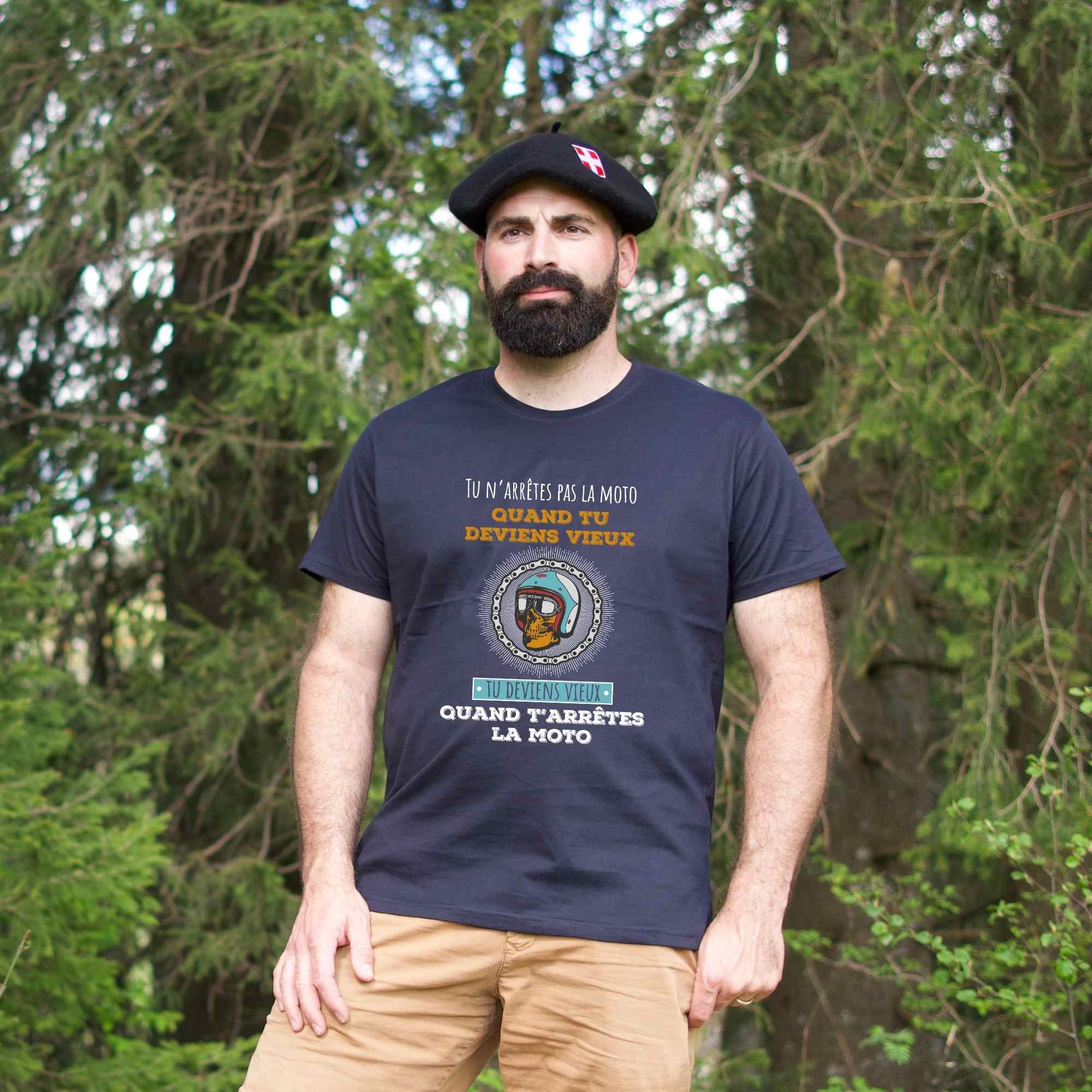 Tee shirt "tu n'arrêtes pas la moto quand tu deviens vieux, tu deviens vieux quand t'arrêtes la moto" – Image 3